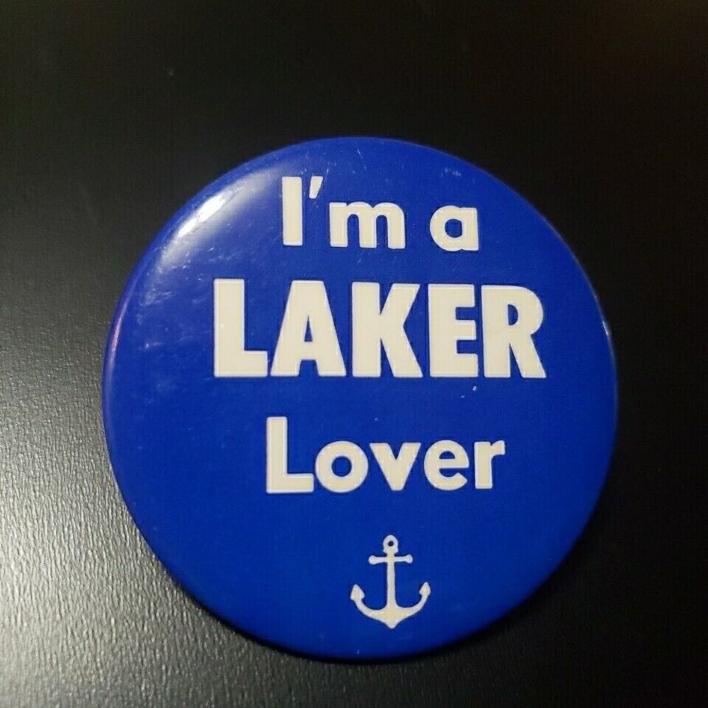 LSSU Lake Superior College Vintage LAKER LOVER button badge pin